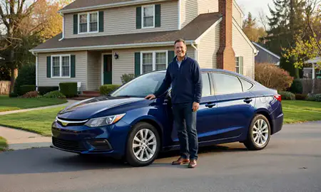 Customer with their delivered car in Norwalk, Connecticut, United States