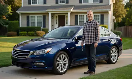 Car delivered to a driveway in Norwalk, Connecticut, United States