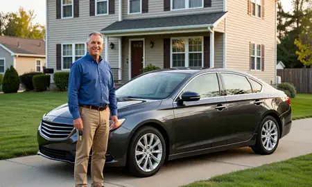 Car delivered to a driveway in Norwich, Connecticut, United States