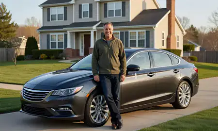 Customer with their delivered car in Oakville, Connecticut, United States