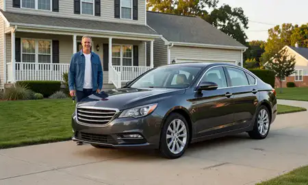 Car delivered to a driveway in Oakville, Connecticut, United States