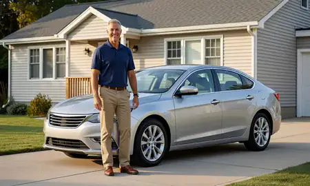 Customer with their delivered car in Shelton, Connecticut, United States