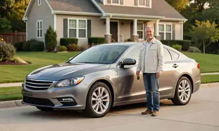 Car delivered to a driveway in Shelton, Connecticut, United States