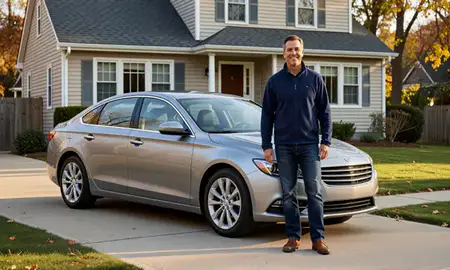 Customer with their delivered car in Stamford, Connecticut, United States