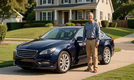 Car delivered to a driveway in Stamford, Connecticut, United States