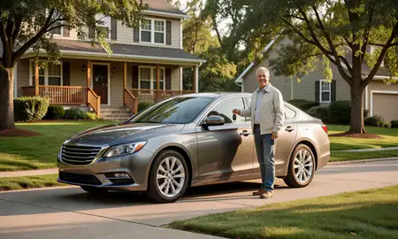 Car delivered to a driveway in Storrs, Connecticut, United States