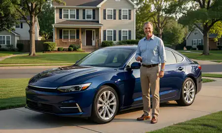 Car delivered to a driveway in Wallingford Center, Connecticut, United States