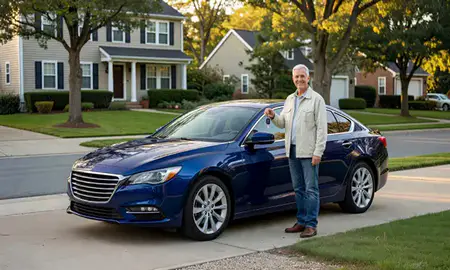 Car delivered to a driveway in Waterbury, Connecticut, United States