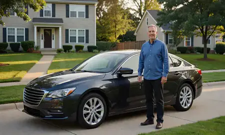 Car delivered to a driveway in West Haven, Connecticut, United States