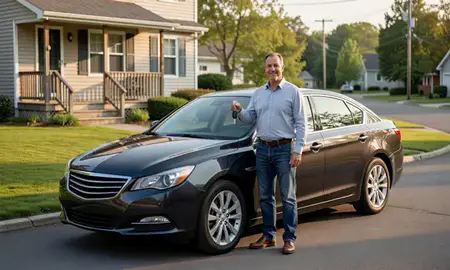 Car delivered to a driveway in Willimantic, Connecticut, United States