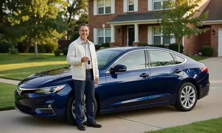 Car delivered to a driveway in Delaware, United States