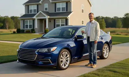 Car delivered to a driveway in Bear, Delaware, United States