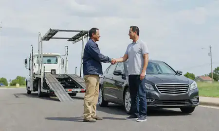 Vehicle owner beside their delivered car in Bear, Delaware, United States