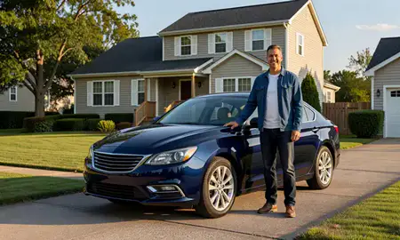 Customer with their delivered car in Camden, Delaware, United States
