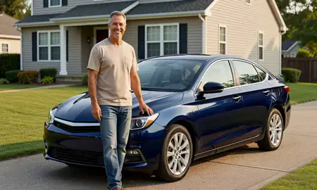Customer with their delivered car in Claymont, Delaware, United States