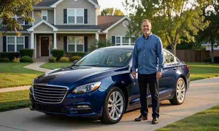 Car delivered to a driveway in Claymont, Delaware, United States