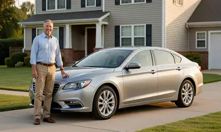 Customer with their delivered car in Clayton, Delaware, United States
