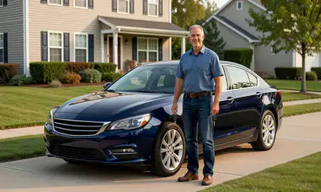 Car delivered to a driveway in Clayton, Delaware, United States