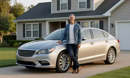Customer with their delivered car in Edgemoor, Delaware, United States