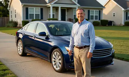 Car delivered to a driveway in Edgemoor, Delaware, United States