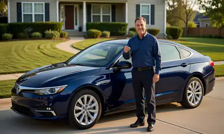 Car delivered to a driveway in Elsmere, Delaware, United States