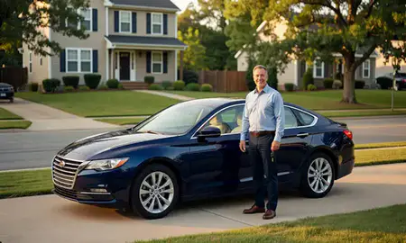 Car delivered to a driveway in Georgetown, Delaware, United States