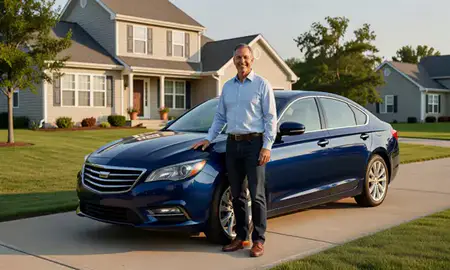 Customer with their delivered car in Harrington, Delaware, United States