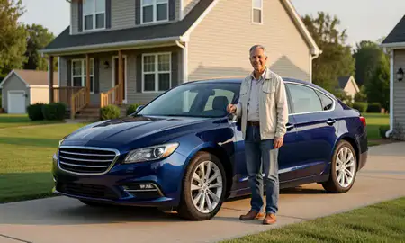 Car delivered to a driveway in Harrington, Delaware, United States