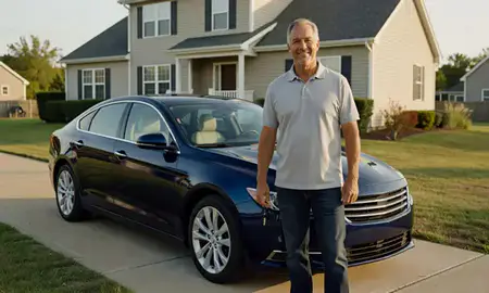 Car delivered to a driveway in Highland Acres, Delaware, United States