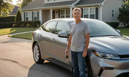 Car delivered to a driveway in Hockessin, Delaware, United States