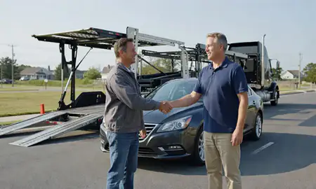 Vehicle owner beside their delivered car in Hockessin, Delaware, United States