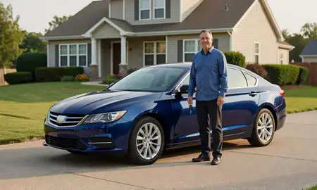 Car delivered to a driveway in Laurel, Delaware, United States