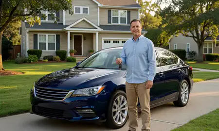 Car delivered to a driveway in Lewes, Delaware, United States