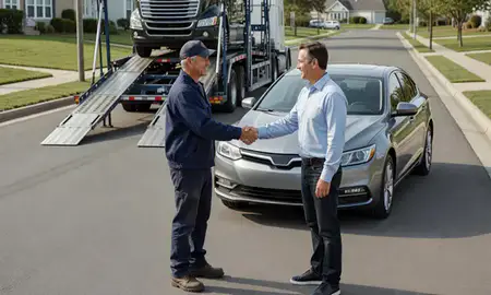 Vehicle owner beside their delivered car in Middletown, Delaware, United States