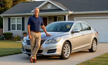 Customer with their delivered car in Milford, Delaware, United States
