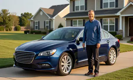 Car delivered to a driveway in Milford, Delaware, United States