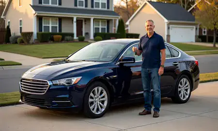 Car delivered to a driveway in New Castle, Delaware, United States