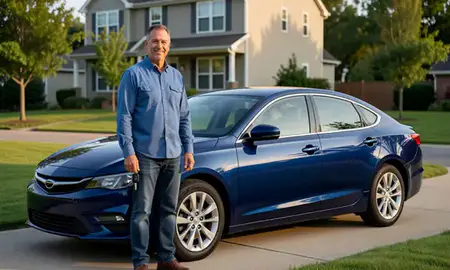 Car delivered to a driveway in Newark, Delaware, United States