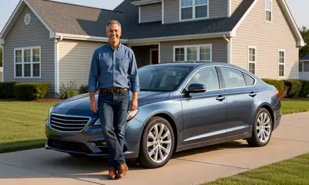 Customer with their delivered car in North Star, Delaware, United States