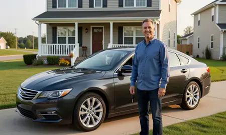Car delivered to a driveway in North Star, Delaware, United States