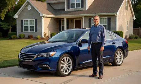 Car delivered to a driveway in Pike Creek Valley, Delaware, United States