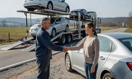 Vehicle owner beside their delivered car in Pike Creek Valley, Delaware, United States