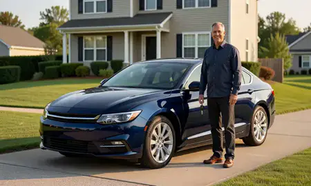 Car delivered to a driveway in Pike Creek, Delaware, United States