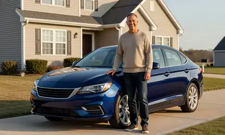 Customer with their delivered car in Rising Sun-Lebanon, Delaware, United States