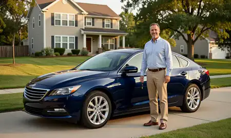 Car delivered to a driveway in Seaford, Delaware, United States