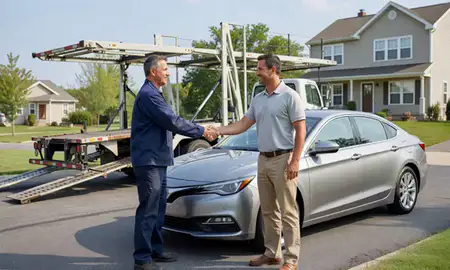 Vehicle owner beside their delivered car in Smyrna, Delaware, United States