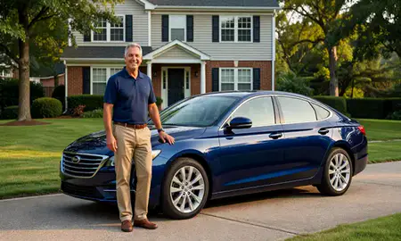 Customer with their delivered car in Wilmington Manor, Delaware, United States