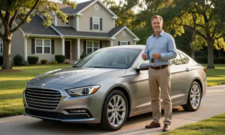 Car delivered to a driveway in Wilmington Manor, Delaware, United States