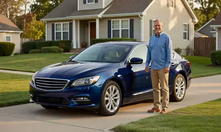 Car delivered to a driveway in Wilmington, Delaware, United States