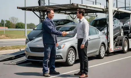 Vehicle owner beside their delivered car in Wilmington, Delaware, United States